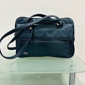 VTG Phillippe Black Leather ‎ Style Handbag LOTS OF POCKETS